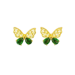 Green Crystal Openwork Butterfly Earrings