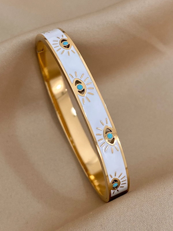 White Gold Evil Eye BraceletAnti Tarnish Bracelet for Women