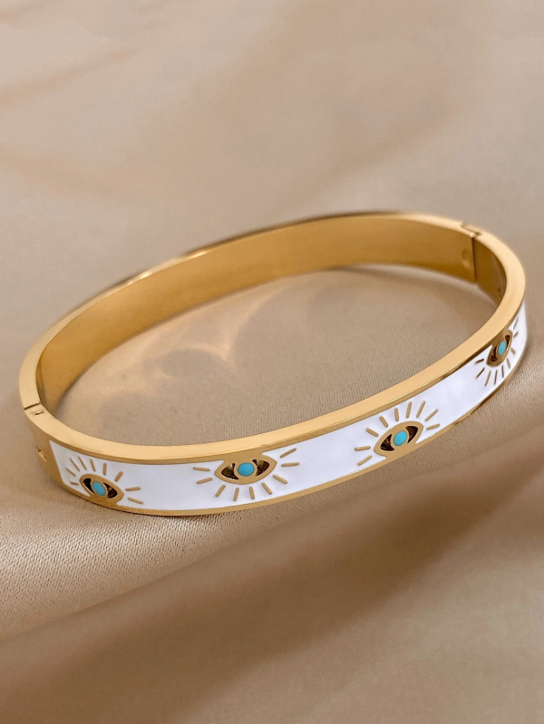White Gold Evil Eye BraceletAnti Tarnish Bracelet for Women