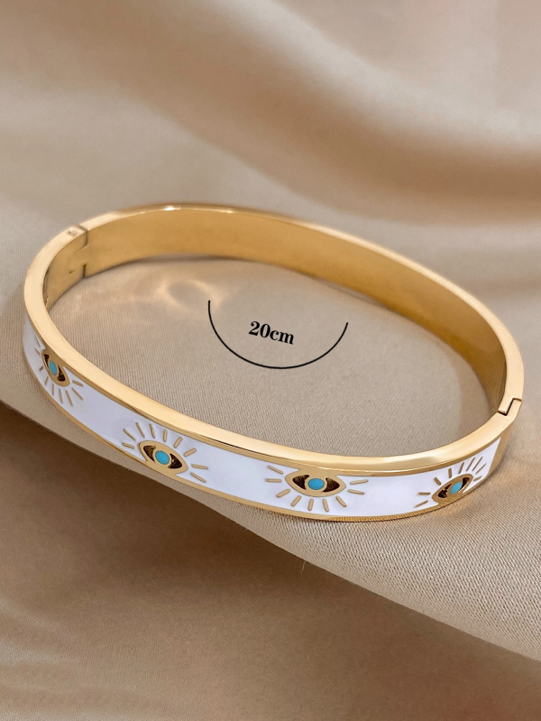 White Gold Evil Eye BraceletAnti Tarnish Bracelet for Women