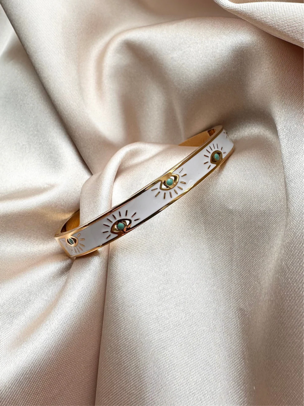 White Gold Evil Eye BraceletAnti Tarnish Bracelet for Women