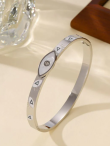 White Shell Silver Evil Eye Kada Bracelet