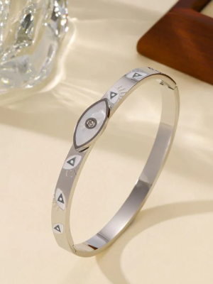 White Shell Silver Evil Eye Kada Bracelet