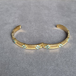 Gold-Toned Floral with Blue Crystal Accents Bracelet