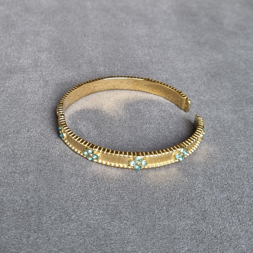 Gold-Toned Floral with Blue Crystal Accents Bracelet