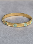 Gold-Toned Floral with Blue Crystal Accents Bracelet