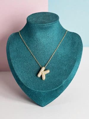 Golden Letter Necklace Topped with Diamonds
