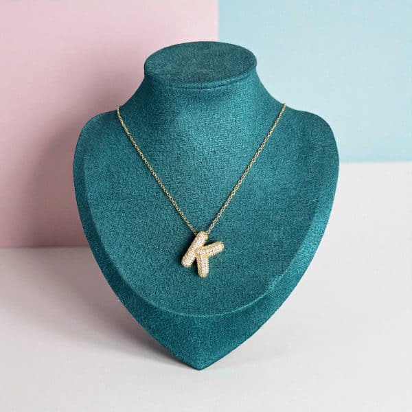 Golden Letter Necklace Topped with Diamonds