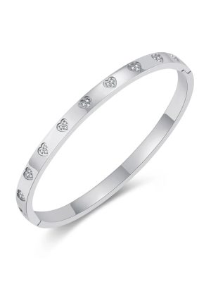 Anti-Tarnish Crystal Heart Silver Bracelet