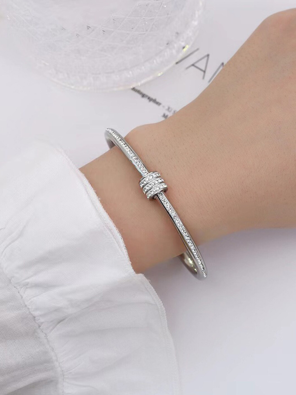 Anti-Tarnish Silver Barrel Bracelet
