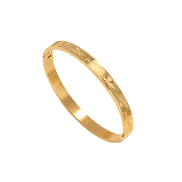 Anti-Tarnish Gold Engraved 'I Love You' Bracelet