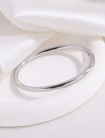 Anti-Tarnish Smooth Silver Tube Bangle Bracelet