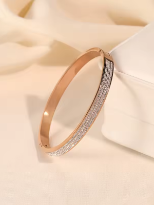 Anti-Tarnish Triple Crystal Line Bracelet – Rose Gold