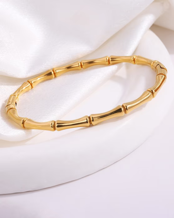 Orbit Bling Anti-Tarnish Gold Bamboo Segment Bracelet