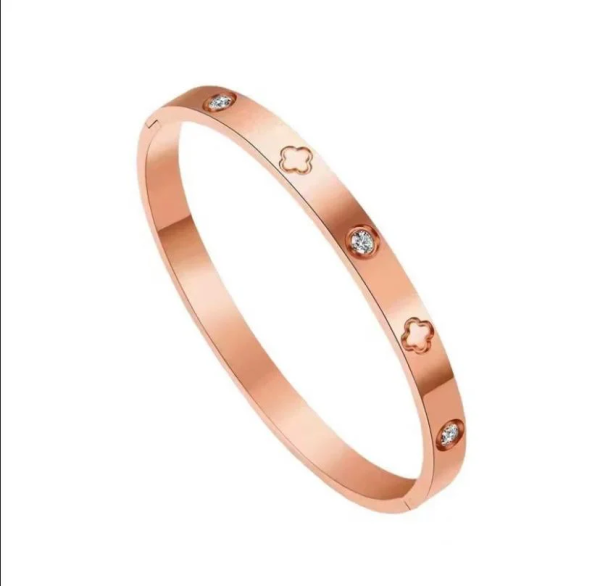 Anti-Tarnish Rose Gold Clover Crystal Bracelet