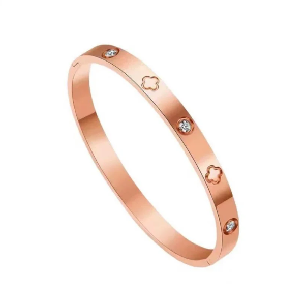 Anti-Tarnish Rose Gold Clover Crystal Bracelet
