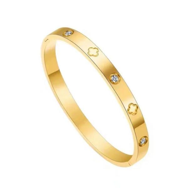 Anti-Tarnish Gold Clover Crystal Bracelet