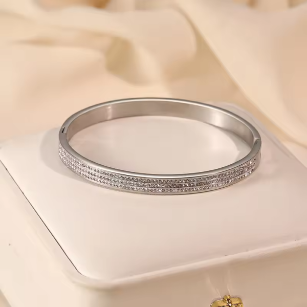 Anti-Tarnish Triple Crystal Line Bracelet - Silver