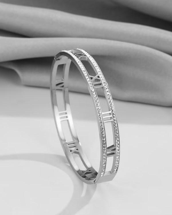 Roman Numeral Crystal Bracelet Silver