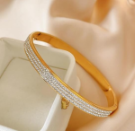 Anti-Tarnish Triple Crystal Line Bracelet – Gold