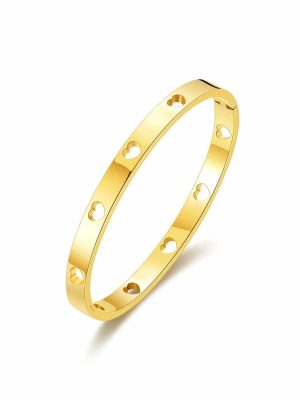 Anti-Tarnish Gold Cut-Out Heart Bracelet