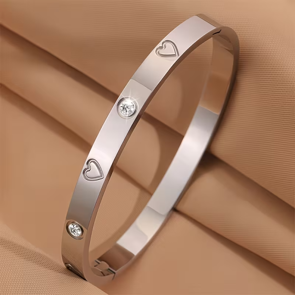 Orbit Bling Anti-Tarnish Silver Heart & Crystal Bracelet