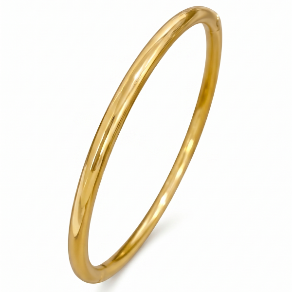 Anti-Tarnish Smooth Gold Tube Bangle Bracelet