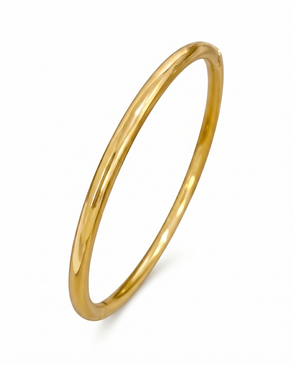 Anti-Tarnish Smooth Gold Tube Bangle Bracelet