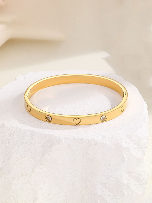 Anti-Tarnish Gold Heart & Crystal Bracelet