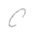 Anti-Tarnish Silver Bamboo Open Cuff Bracelet