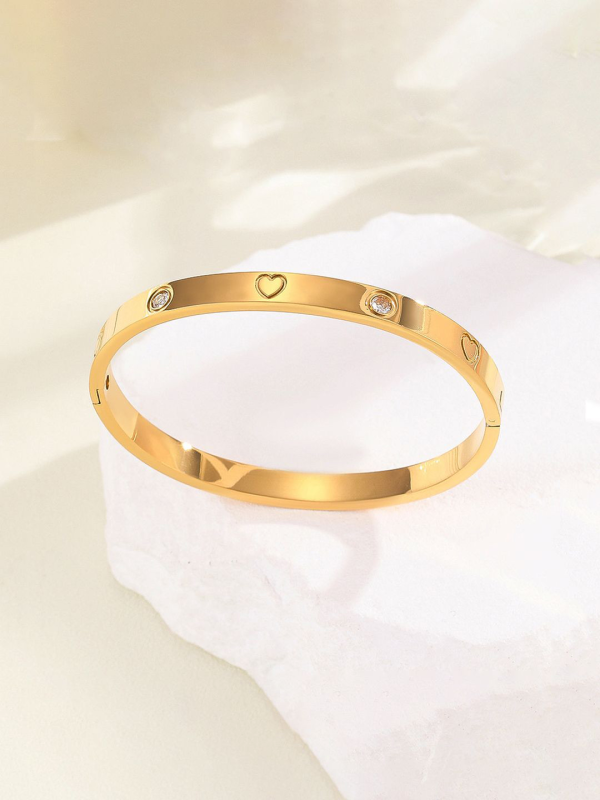 Anti-Tarnish Gold Heart & Crystal Bracelet