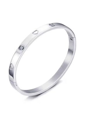 Orbit Bling Anti-Tarnish Silver Heart & Crystal Bracelet