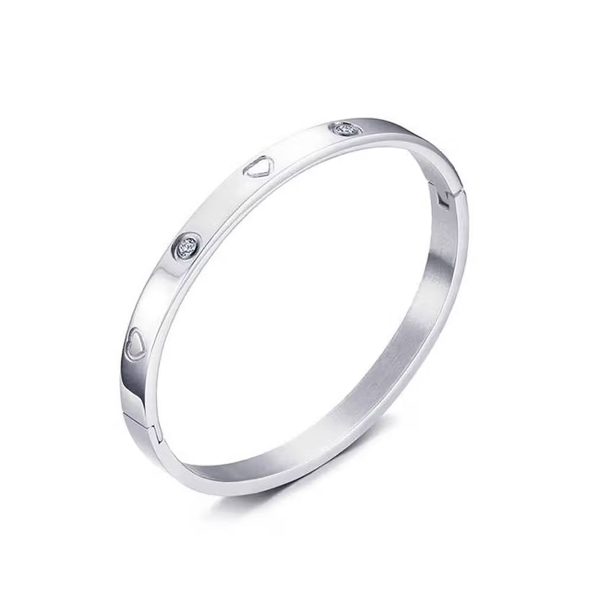 Orbit Bling Anti-Tarnish Silver Heart & Crystal Bracelet