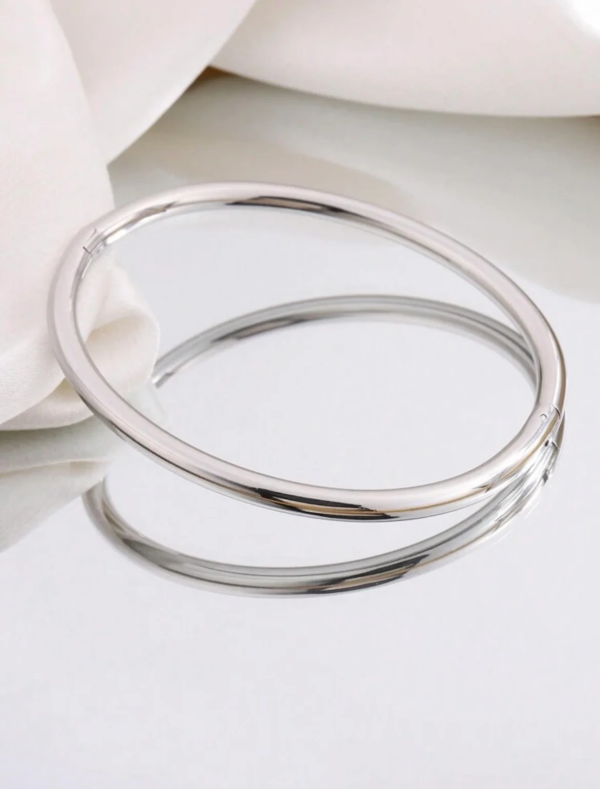 Anti-Tarnish Smooth Silver Tube Bangle Bracelet