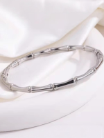 Anti-Tarnish Silver Bamboo Segment Bracelet