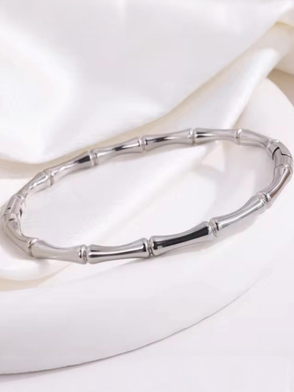 Anti-Tarnish Silver Bamboo Segment Bracelet