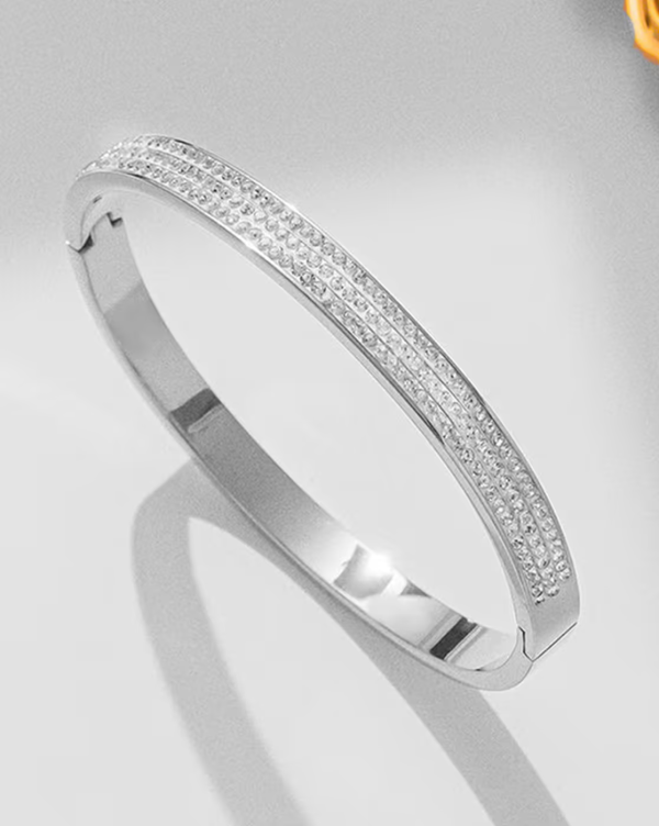 Anti-Tarnish Triple Crystal Line Bracelet - Silver