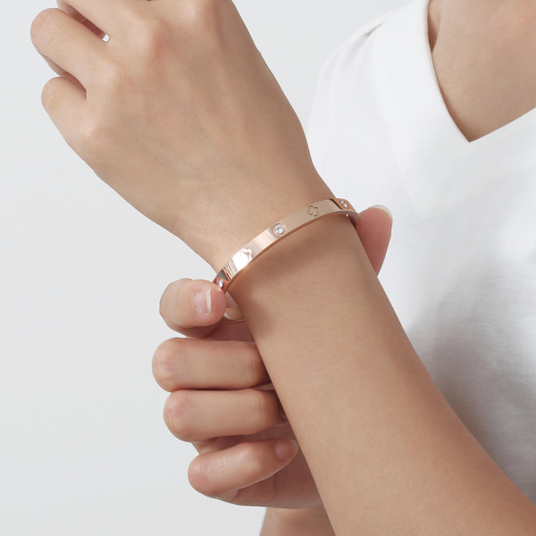 Anti-Tarnish Rose Gold Clover Crystal Bracelet