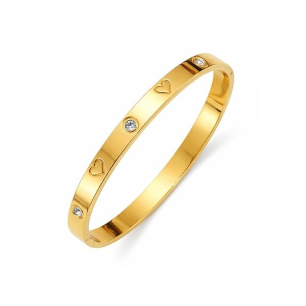 Anti-Tarnish Gold Heart & Crystal Bracelet