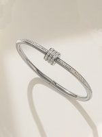 Anti-Tarnish Silver Barrel Bracelet