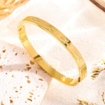 Anti-Tarnish Gold Engraved 'I Love You' Bracelet