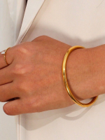 Anti-Tarnish Smooth Gold Tube Bangle Bracelet