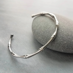 Anti-Tarnish Silver Bamboo Open Cuff Bracelet