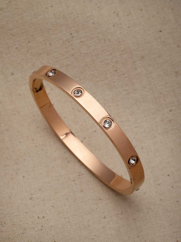Anti-Tarnish Rose Gold Studded Crystal Bracelet