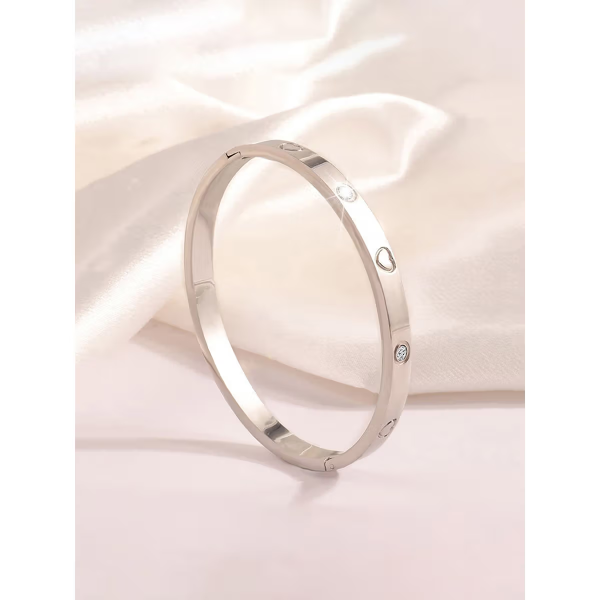 Orbit Bling Anti-Tarnish Silver Heart & Crystal Bracelet