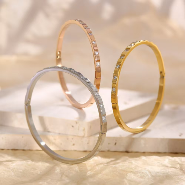 Gold Crystal Stacking Bangle Bracelet