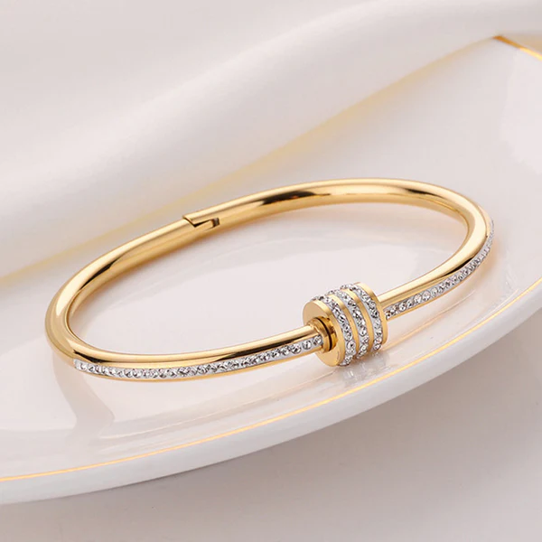 Anti-Tarnish Gold Barrel Bracelet