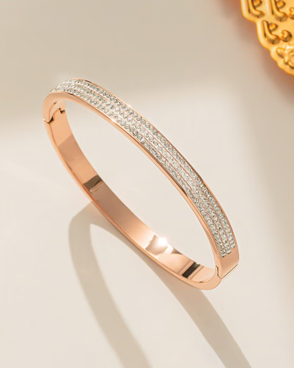 Anti-Tarnish Triple Crystal Line Bracelet – Rose Gold