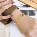 Anti-Tarnish Gold Engraved 'I Love You' Bracelet