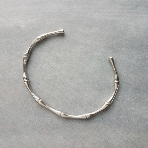 Anti-Tarnish Silver Bamboo Open Cuff Bracelet